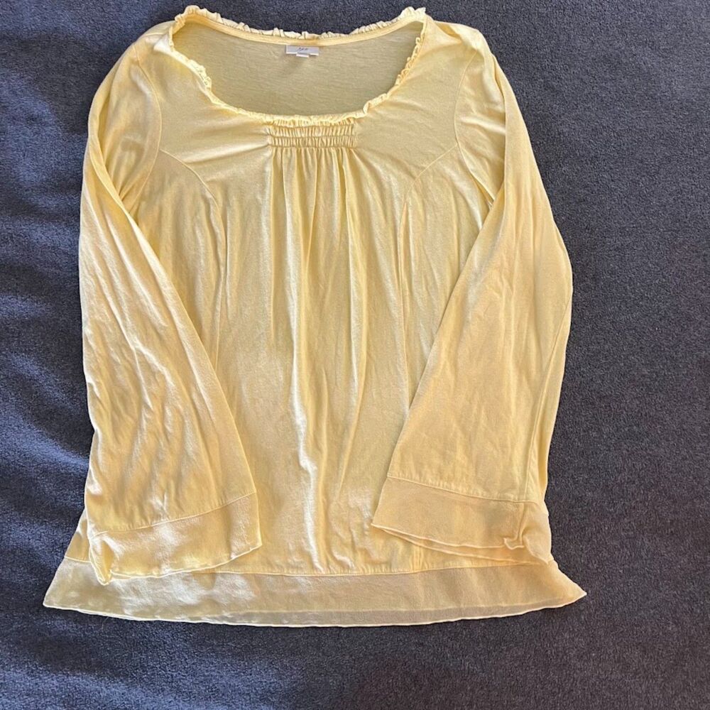 J Jill Women's Long Sleeve Top with Ruffle Scoop Neckline, Size L
